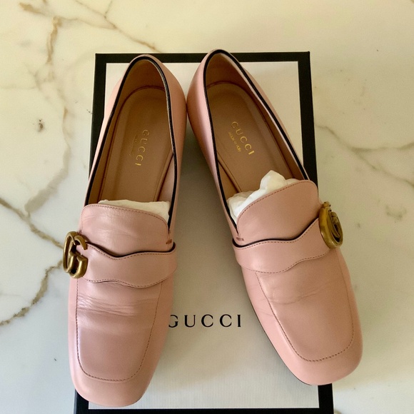 Gucci Pink Marmont GG Logo Loafer Moccasins Flat Size 37.5 - Picture 1 of 14